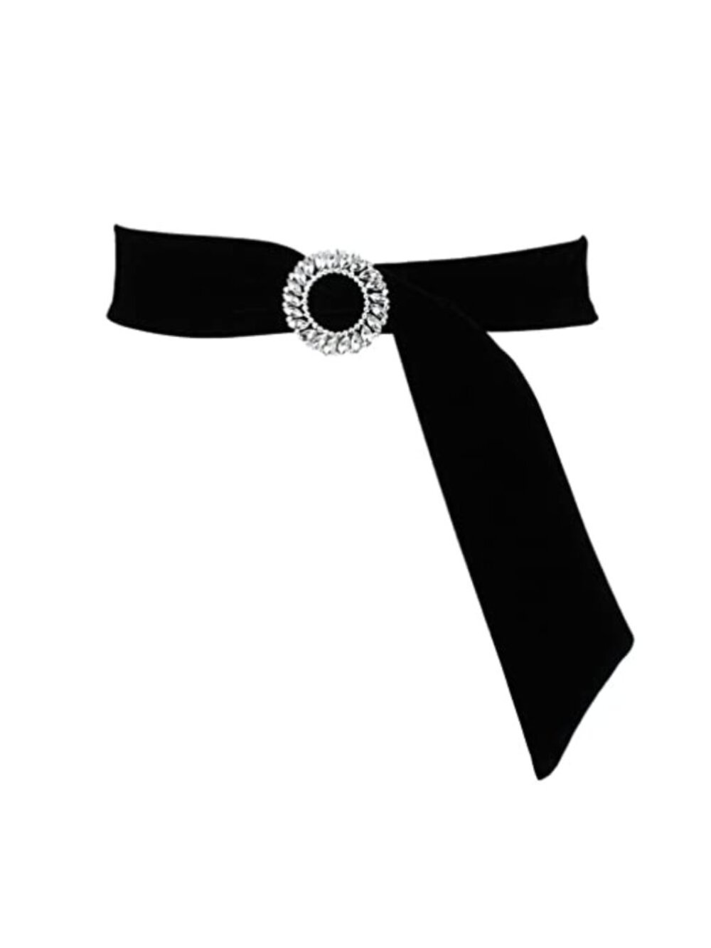 Velvet Waist Belt Rhinestone Buckle Self-Tie Wedding Dress Sash